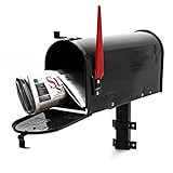 Wiltec Set US Mailbox schwarz 180 x 220 x 480 mm, amerikanischer Briefkasten mit...