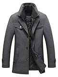 Lavnis Herren Warm Wollmantel Stehkragen Wintermantel Kurzmantel Winter Jacke...