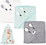 Funmo Baby Handtücher Kapuze, Baby Badetuch Set, 3 Stück Baby Badetuch Set,...