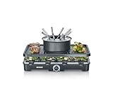 SEVERIN Raclette-Fondue-Kombination für 8 Personen, 2-in-1 Raclette Grill mit...