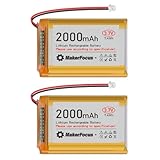 YELUFT 2 Stück 3,7 V 2000 mAh Lithium Polymer Akku 1S Wiederaufladbare Batterie...