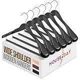 HOUSEDAY Kleiderbügel Holz 6 Stück, Holzbügel Breite Schulterauflage,...