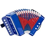 Akkordeon Kinder, 10 Tasten Ziehharmonika Knopf Akkordeon mit Riemen,...