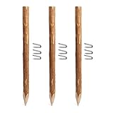 BOGATECO 3 x Haselnuss Staketenzaun Pfosten | Höhe 150 cm | Angespitzte...