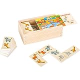 Small Foot Domino Safari aus Holz, lustiges Legespiel mit bunten Tiermotiven,...