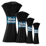 400 Stück Kabelbinder Schwarz Set, 100/150/200/300mm Nylon Wiederverwendbare &...
