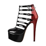 Only maker Damen Pumps mit Schnallen Plateaupumps Pfennigabsatz Stöckelschuhe...