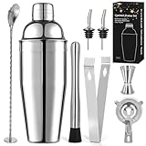 PQETBV 750 ML Bar Tool Set, 8 stück Edelstahl Cocktail Shaker Bar Set,...
