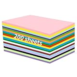200 Blätter Tonpapier Bunt, A4 Malpapier Kinder beidseitig (70gsm), 20 Farben...