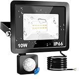 Phlbao LED Strahler mit Bewegungsmelder, 10W 1000LM, IP65 Wasserdicht, 6500K...