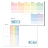 paper&you® A5 Wochenplaner Block [Rainbow] 50 Seiten inkl. Notizblock auf der...