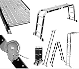 DRABEST - Gelenkleiter 4x3 Sprossen - mit Plattform, aus Aluminium und Stahl -...