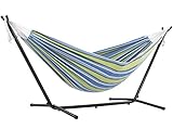Vivere, Oasis Double Cotton Hammock with Space-Saving Steel Stand including...