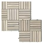 iWerk® – Holzfliesen Akazie 30 x 30 cm | 10er Set Balkonfliesen wetterfest...