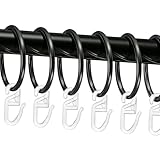50 Stück Metall Gardinenringe und 50 Stück Kunststoff Gardinenhaken, Schwarz...