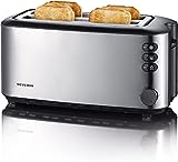 SEVERIN Doppel-Langschlitztoaster mit eingebautem Brötchen-Aufsatz, für 4...