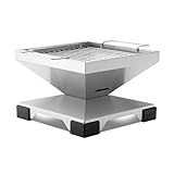 THÜROS T1 Edelstahl Tischgrill – Kompakter Holzkohlegrill mit 30x30 cm...