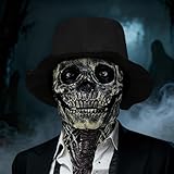 Funnity Halloween Totenkopf Maske, Gehirnblumen Totenkopfmaske mit Hut,...