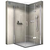 BERNSTEIN Duschkabine Eckdusche 8mm ESG Nano Echtglas Dusche mit 1 Drehtür mit...