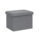 Bonlife Faltbarer Aufbewahrungshocker aus Leinen mit Stauraum, Gepolsterte...
