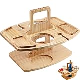 Picknicktisch tragbarer Abnehmbarer Weintisch mit 2 Weingläserhalter stilvoller...