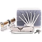 7 teiliges Lockpicking Set Profi mit Transparentem Vorhängeschloss | Dietrich...