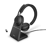 Jabra Evolve2 65 Wireless PC Headset with Charging Stand – Noise Cancelling...