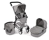 Bayer Chic 2000 645 19 Kombi-Puppenwagen Fides 3-in-1, Jeans grau, 61 x 44,5 x...