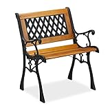 Relaxdays Gartenstuhl mit Armlehne, belastbar, niedrig, Vintage-Design, Holz &...