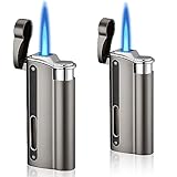 Vaileal 2 Stück Sturmfeuerzeug Jetflamme: Sturmfeuerzeug Gas Nachfüllbar,...