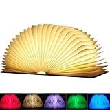 EasyULT Hölzerne Faltende Buch Lampe, 6 Modes Mini LED Buchlampe Stimmungslicht...