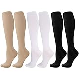 Utensilsto 3 Paare Kompressionsstrümpfe, Stützkniestrümpfe Compression Socks...