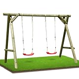 Gartenpirat Classic Kinderschaukel aus Holz Outdoor - Doppelschaukel mit 2...