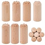 VGECEE 7 Stück Holzstempel Ton Stempel Rund Keramik Stempel Stempelset Holz...