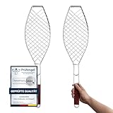 2 x Fisch Grillhalter 63x16cm mit Holzgriff VonBueren | Fischgrillgitter |...