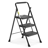 HBTower Trittleiter 3 Stufen klappbar, Leiter mit Breitem Anti-Rutsch-Pedal,...