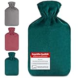 Blumtal Premium Wärmflasche mit Bezug aus weichem Fleece - Wärmeflasche aus...