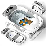 COOSEYA Baby Badewanne für 0-18 Monate, Faltbare Babybadewanne mit Weichem...