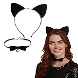 YceLon Katzenohren Haarreif Schwarz, Katzenohren Set Für Erwachsene,...