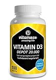 Vitamin D3 hochdosiert 20000 IE pro Tablette (20-Tage Dosis), 180 vegetarische...
