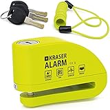 KRASER KR6Y Bremsscheibenschloss mit Alarm 110 dB, Verstärkt, 3 Schlüssel (2...