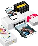 Liene Fotodrucker für Smartphone(10x15 cm)+ Packung mit 100 Blatt...