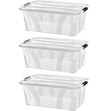 astor24 PREMIUM 3er XXL Set Aufbewahrungsbox transparent Organizer mit Deckel,...