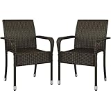 Yaheetech 2er Set Rattanstühle Stapelbar, Gartenstühle Stapelstuhl mit...