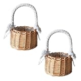 2 Stück Blumenkorb Hochzeit Kinder, Handgeflochtene Blumenkörbe, Kleiner...