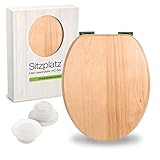 SITZPLATZ® Holz WC-Sitz mit Absenkautomatik Venezia | Toilettendeckel in Buche...