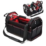 Wiltec Werkzeugtasche Größe L 33x18,5x25 cm, Werkzeugbeutel mit verstellbarem...