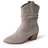 Amazon Essentials Damen Modische Western-Stiefel, Grau, 43 EU