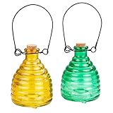 Maximex Wespenfalle Glas Grün & Gelb 2-teiliges Set - 2-teiliges Set, Glas, 9 x...