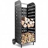 tectake® Holz Regal extrabreit mit Rollen, für aussen und innen,...